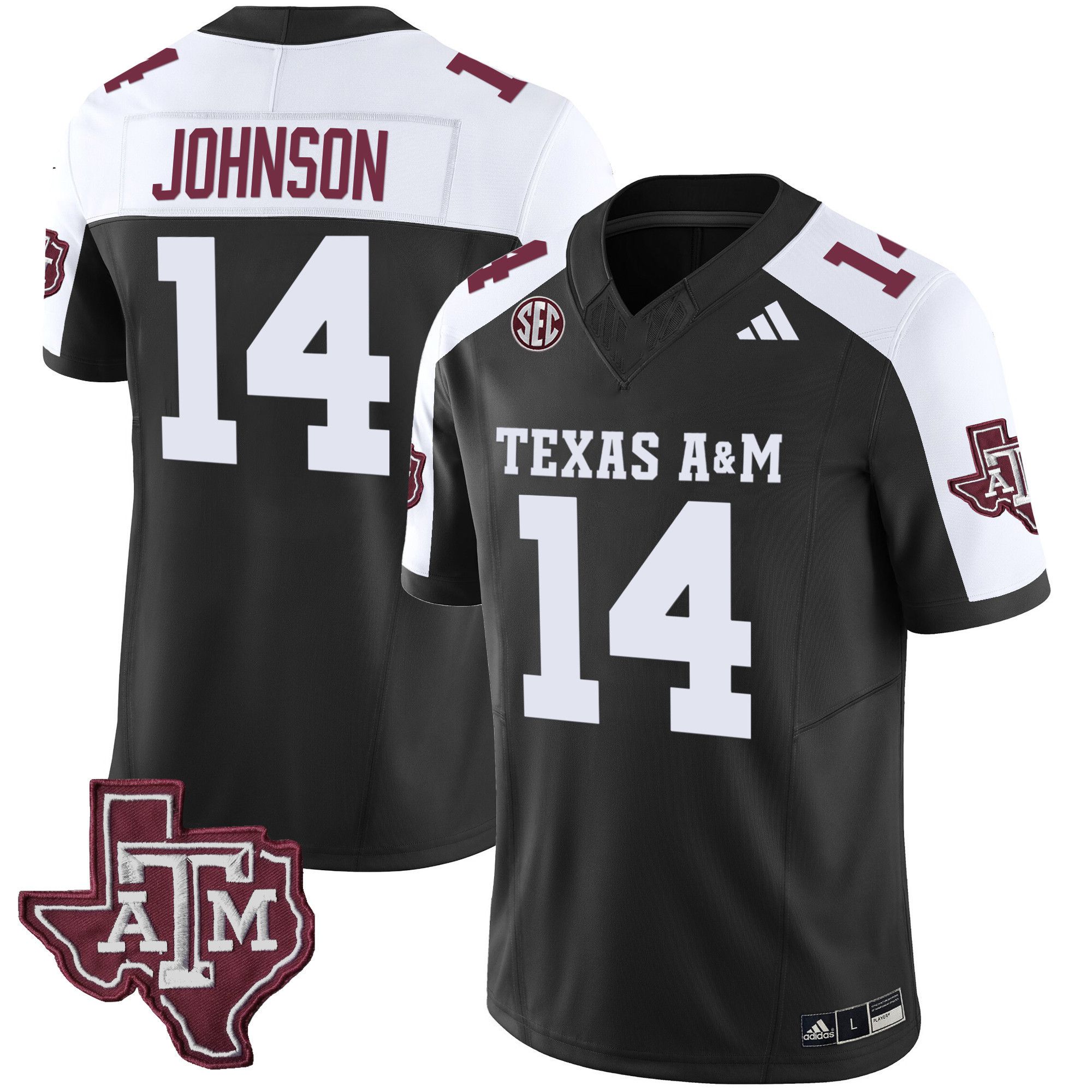Men Texas A&M Aggies 14 Johnson Black 2024 Vapor Limited NCAA Jersey